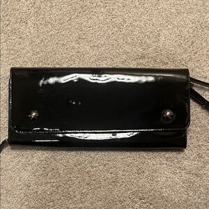 Vintage Kenneth Cole Long Black Patent Leather Clutch With/Without Handle